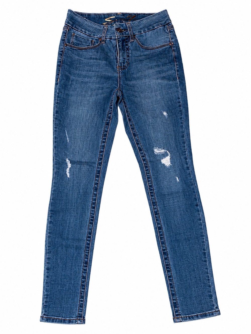 Seven7 Women’s Size 4 Distressed Skinny Jeans Blue Stretch Denim Mid Rise